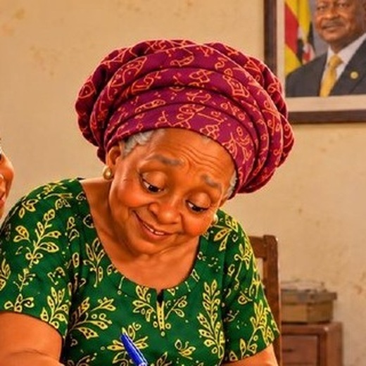 Portrait of Kirabo’s grandmother, who keeps encouraging him to learn.